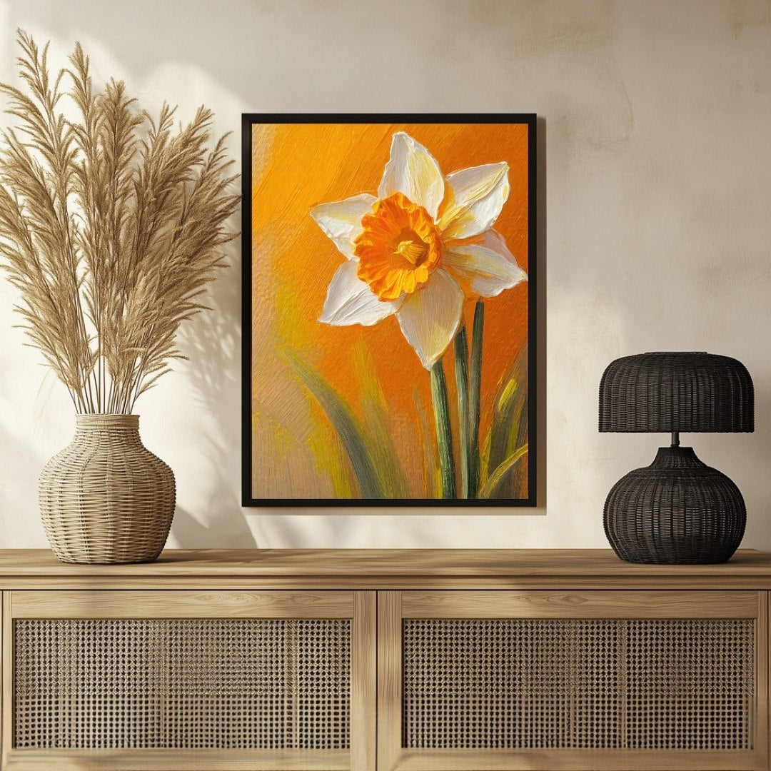 Modern Abstract Daffodil Painting for Home Decor 3 : 4 Vertical New Premium Wall Art Canvas by MeriDeewar