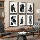 Modern Abstract Face Female and  Abstract Geometry Wall Art Set Of 6 Walls Premium Wall Art Canvas by MeriDeewar