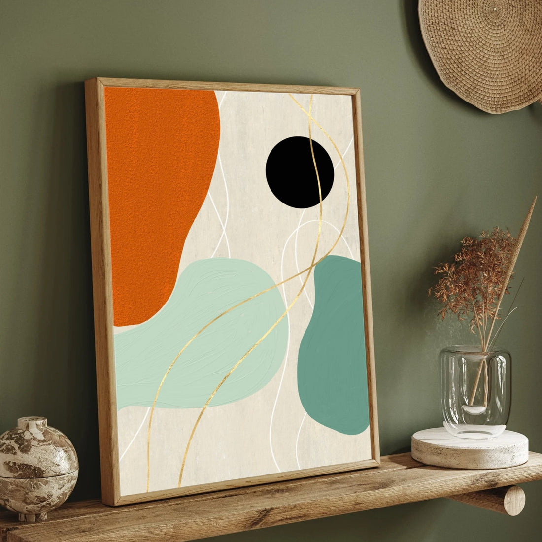Modern Balance – Mid-Century Abstract Canvas 2 : 3 Vertical Premium Wall Art Canvas by MeriDeewar