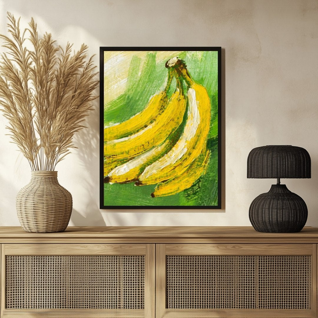 Modern Banana Abstract Painting - Eye-Catching Wall Art 3 : 4 Vertical New Premium Wall Art Canvas by MeriDeewar