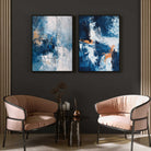 Modern Blue Abstract Painting Walls Premium Wall Art Canvas by MeriDeewar