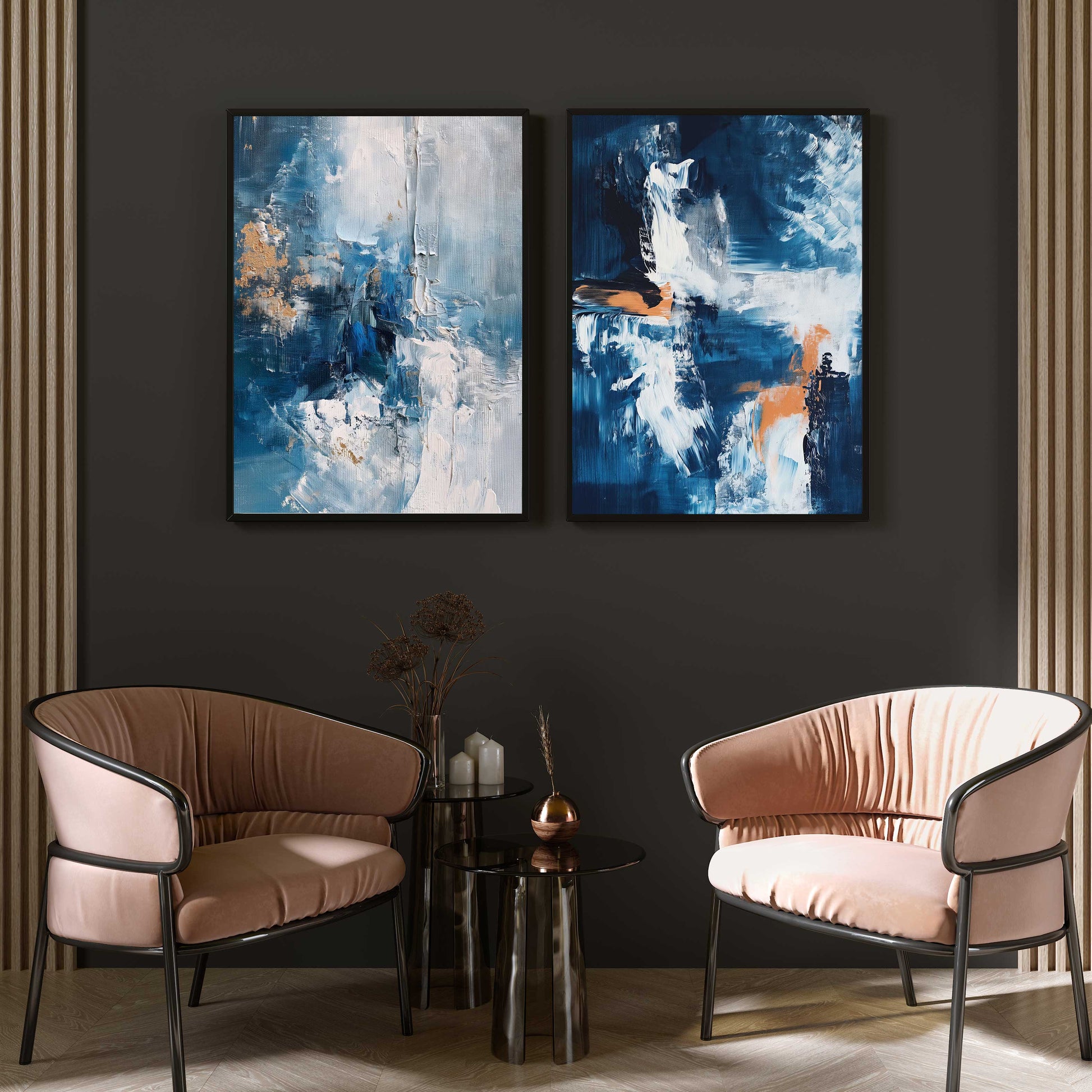 Modern Blue Abstract Painting Walls Premium Wall Art Canvas by MeriDeewar