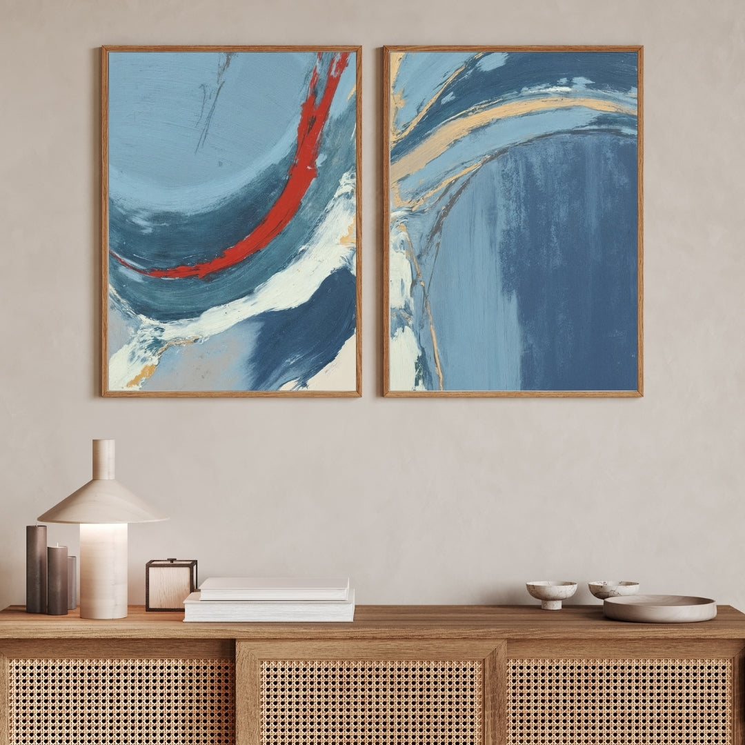 Modern Blue Abstract painting Walls Premium Wall Art Canvas by MeriDeewar
