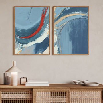 Modern Blue Abstract painting Walls Premium Wall Art Canvas by MeriDeewar