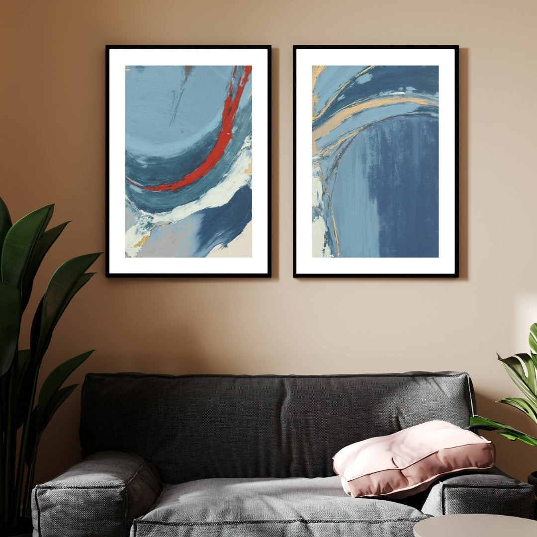 Modern Blue Abstract painting Walls Premium Wall Art Canvas by MeriDeewar