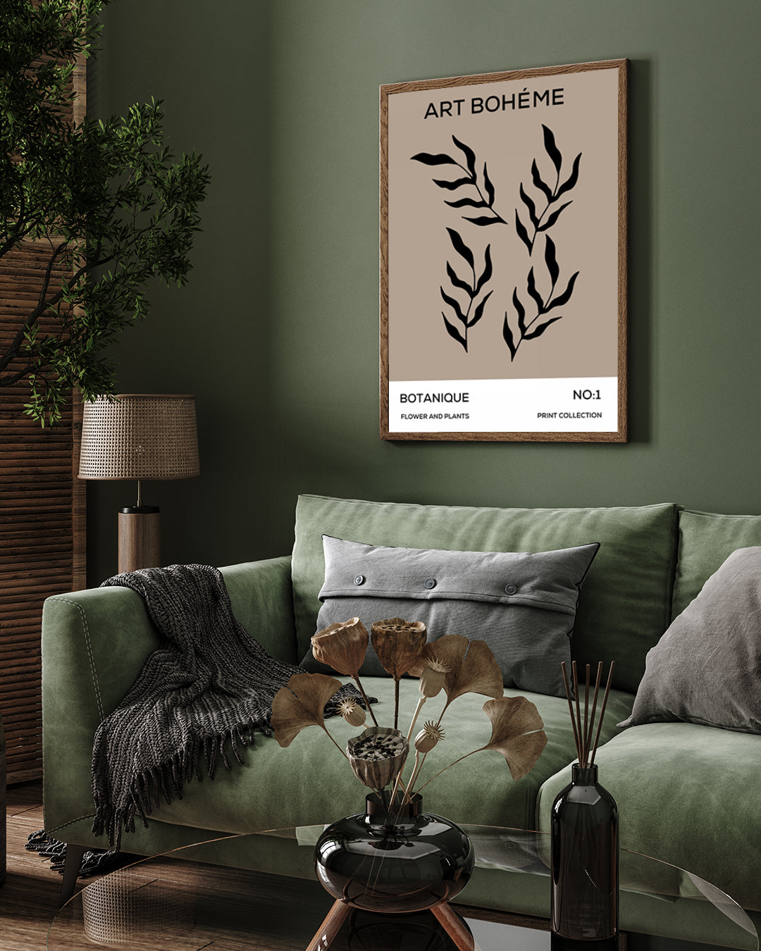 Modern Boho Abstract Matisse Picasso Leaves Wall Art 3 : 4 Vertical New Premium Wall Art Canvas by MeriDeewar