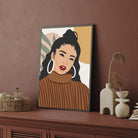 Modern Boho Woman Portrait Art Print – Earthy Tones Fashion Illustration by MeriDeewar 2 : 3 Vertical Premium Wall Art Canvas by MeriDeewar