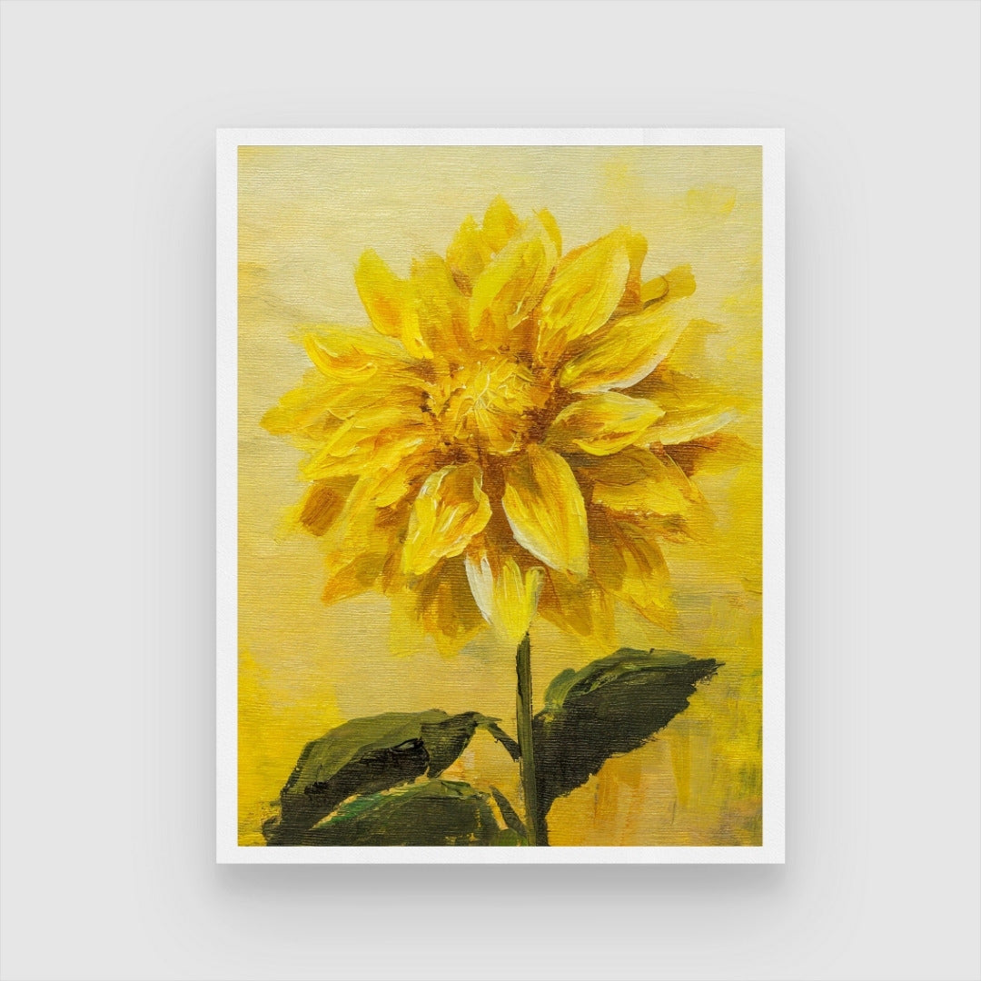 Modern Dahlia Flower Abstract Painting for Living Room 3 : 4 Vertical New Premium Wall Art Canvas by MeriDeewar