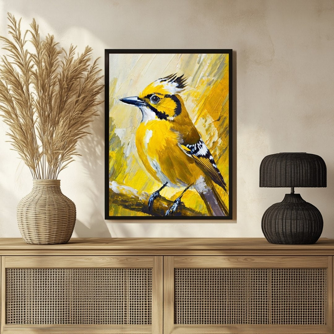 Modern Jay Bird Abstract Painting - Buy Online at MeriDeewar 3 : 4 Vertical New Premium Wall Art Canvas by MeriDeewar