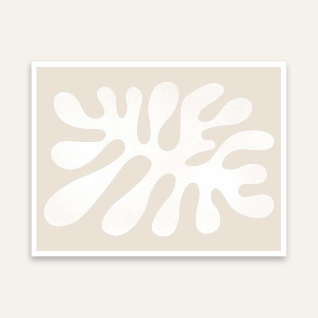 Modern Mid-Century  Cream Cut-Out Poster | Horizontal Contemporary Abstract White Framed Wall Art 2 : 3 Horizontal Premium Wall Art Canvas by MeriDeewar