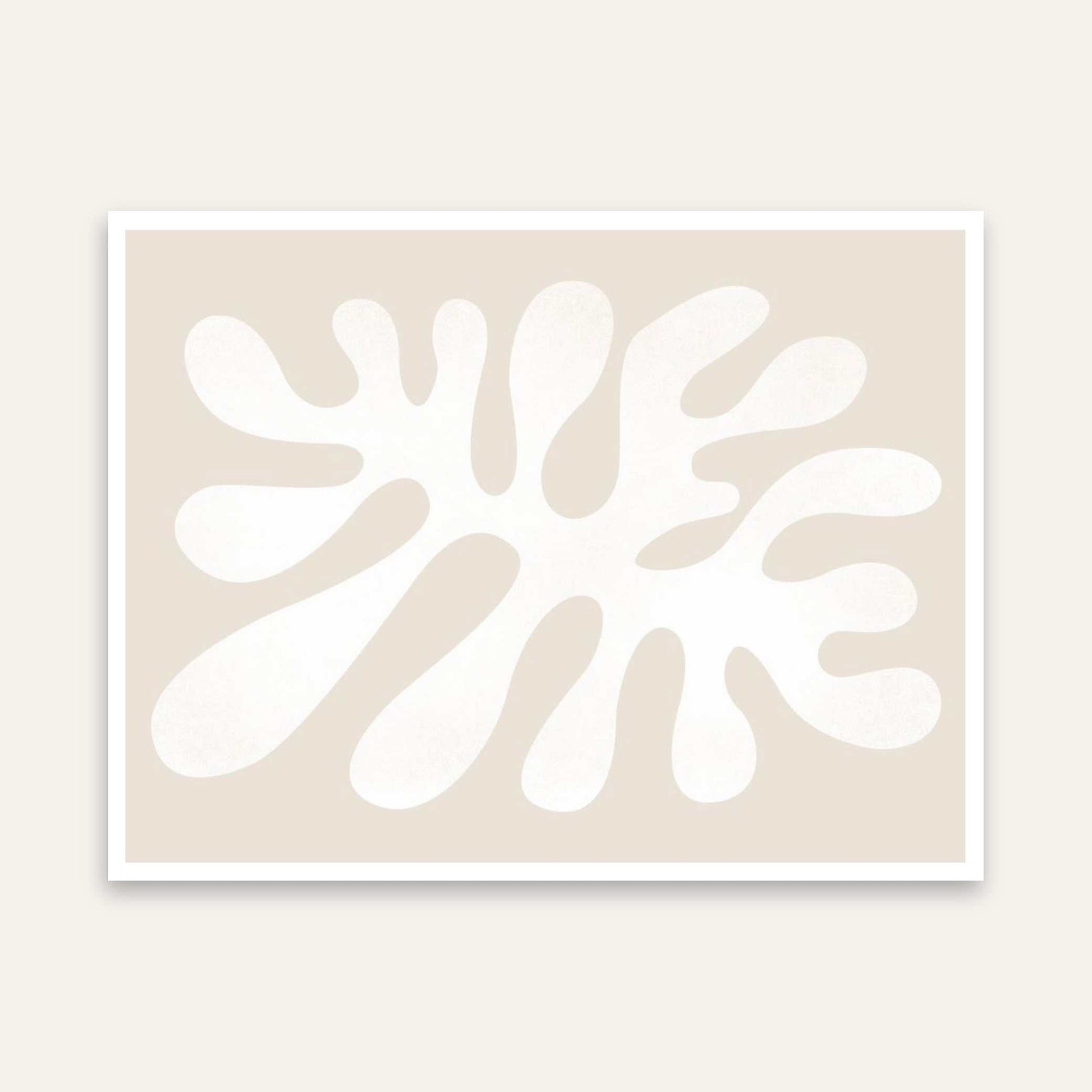 Modern Mid-Century  Cream Cut-Out Poster | Horizontal Contemporary Abstract White Framed Wall Art 2 : 3 Horizontal Premium Wall Art Canvas by MeriDeewar
