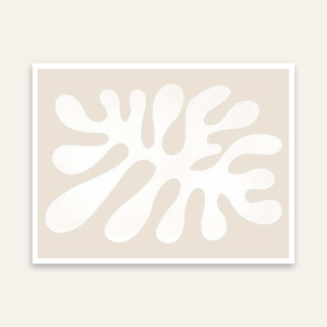 Modern Mid-Century  Cream Cut-Out Poster | Horizontal Contemporary Abstract White Framed Wall Art 2 : 3 Horizontal Premium Wall Art Canvas by MeriDeewar