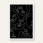 Modern Scandinavian Minimalist Abstract Faces Pattern Poster | Vertical Contemporary Boho White Framed Wall Art 2 : 3 Vertical Premium Wall Art Canvas by MeriDeewar