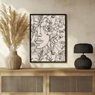 Modern Scandinavian Minimalist Botanical Faces Line Art Poster | Vertical Contemporary Boho White Framed Wall Art 2 : 3 Vertical Premium Wall Art Canvas by MeriDeewar