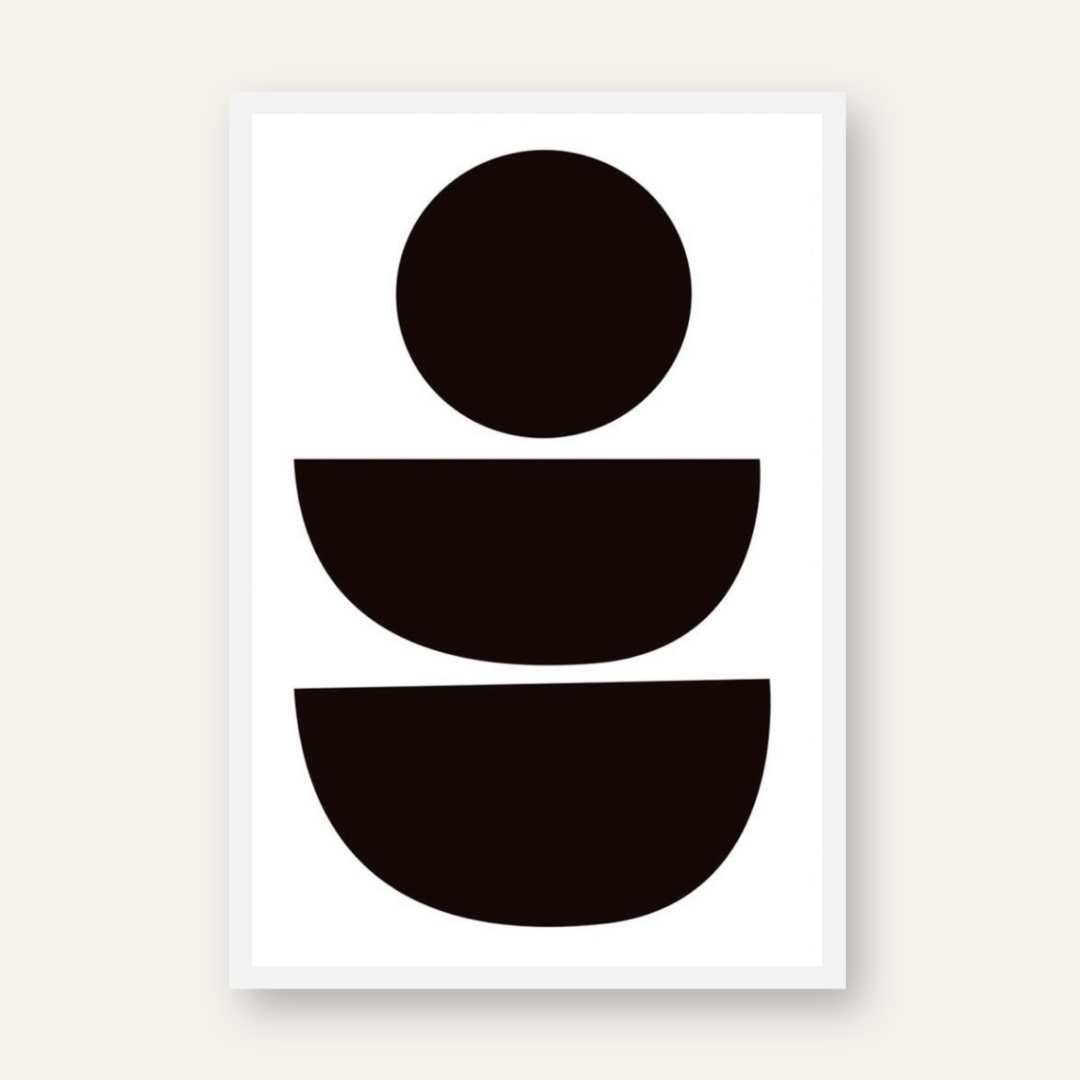 Modern Scandinavian Minimalist Geometric Balanced Shapes Poster | Vertical Contemporary Boho White Framed Wall Art 2 : 3 Vertical Premium Wall Art Canvas by MeriDeewar
