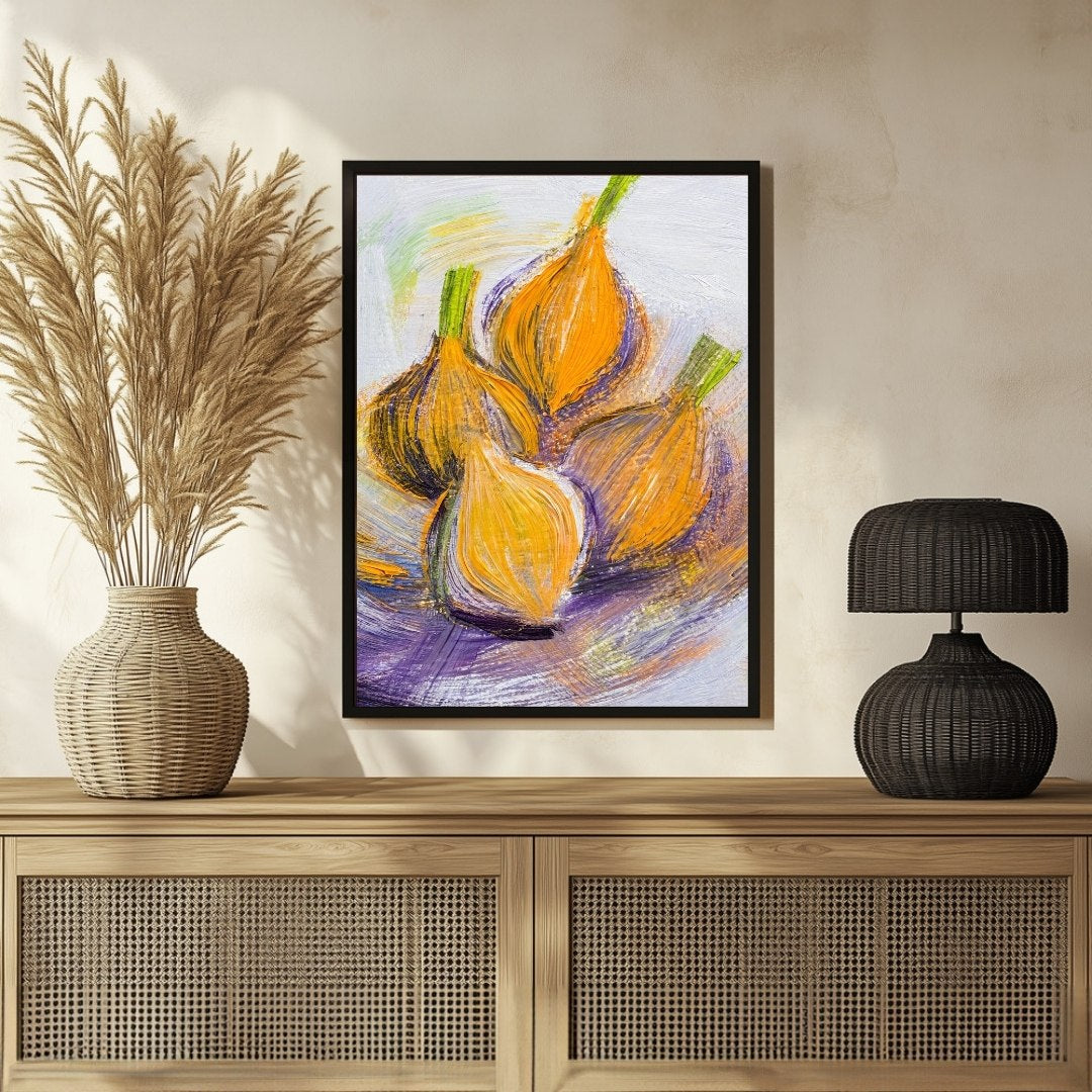 Modern Shallot Abstract Art Painting - Elevate Your Space 3 : 4 Vertical New Premium Wall Art Canvas by MeriDeewar