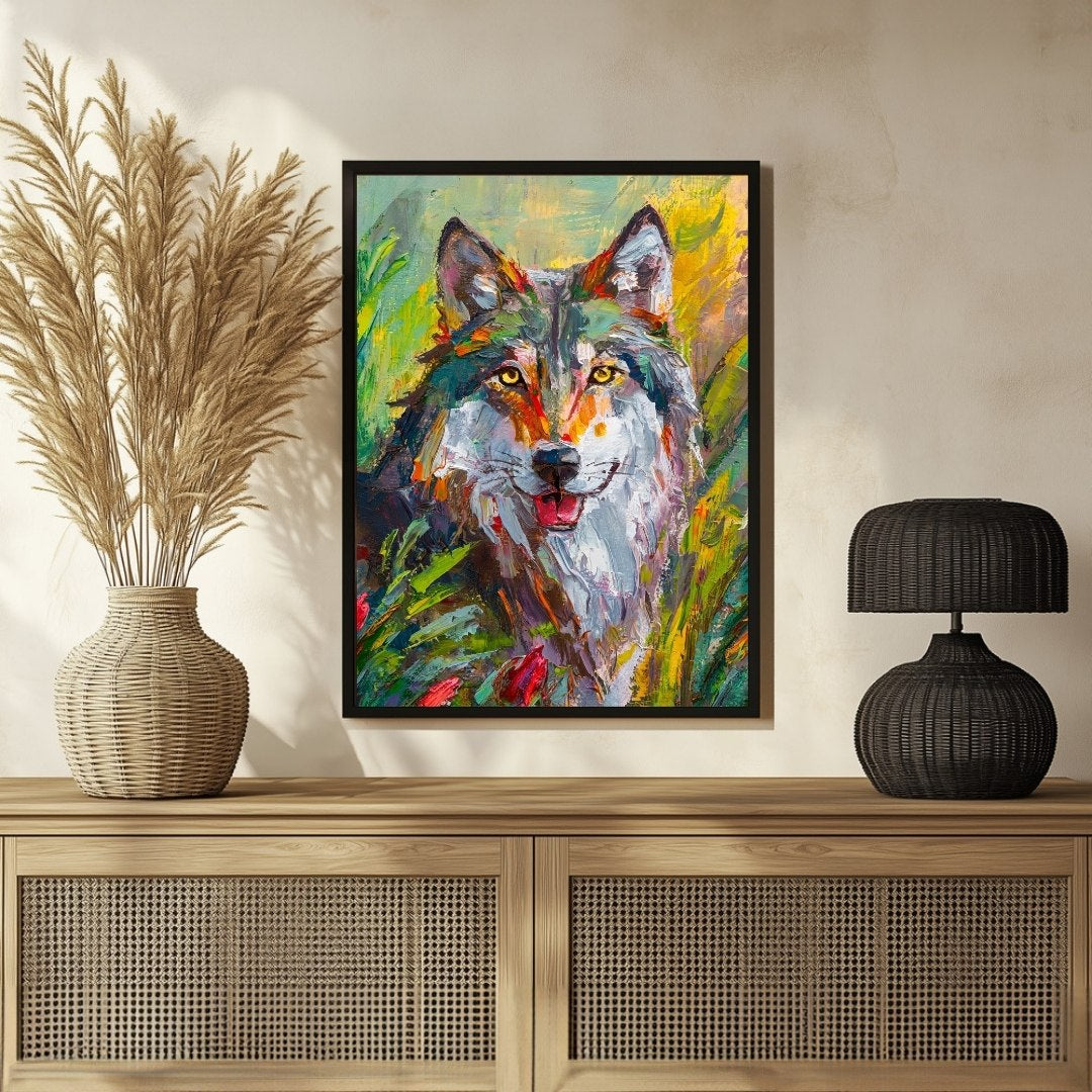 Modern Wolf Abstract Art - Unique Decor for Your Space 3 : 4 Vertical New Premium Wall Art Canvas by MeriDeewar