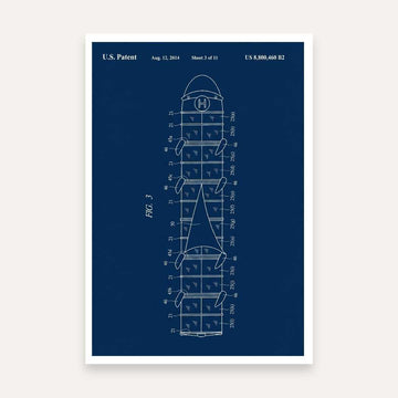 Modular Ship Patent Print | Vertical Blueprint Framed Wall Art 2 : 3 Vertical Premium Wall Art Canvas by MeriDeewar
