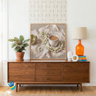 Mogra & Chai | Jasmine Still Life Wall Art 1 : 1 Square Premium Wall Art Canvas by MeriDeewar