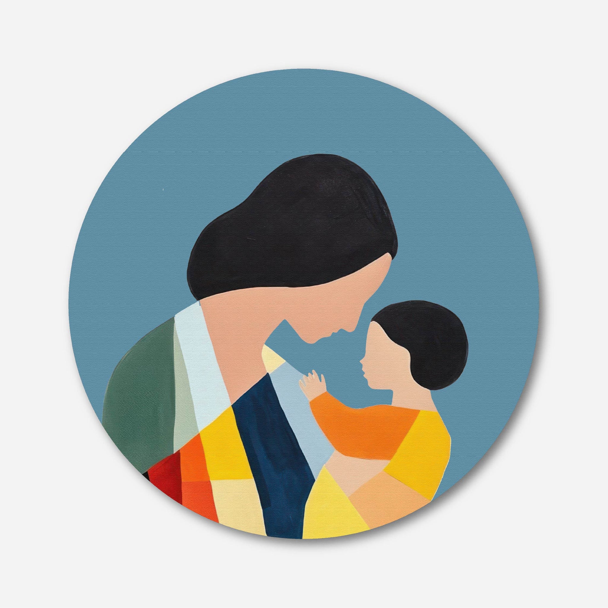 Mom Cartoon Circular Canvas Frame Circular Canvas Frame Premium Wall Art Canvas by MeriDeewar