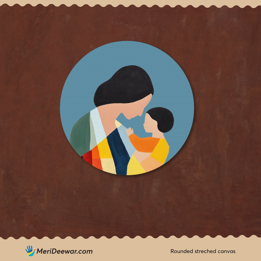 Mom Cartoon Circular Canvas Frame Circular Canvas Frame Premium Wall Art Canvas by MeriDeewar