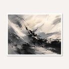 "Monochrome Dynamics" Modern Abstract Ink Splash Giclée Print |Wall Art 3 : 4 Horizontal New Premium Wall Art Canvas by MeriDeewar
