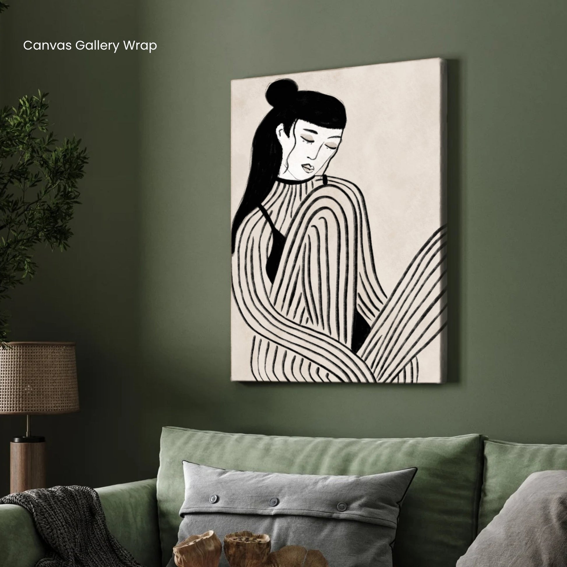 Monochrome Muse – Minimal Line Art of Woman | Modern Wall Art for Home Decor 2 : 3 Vertical Premium Wall Art Canvas by MeriDeewar