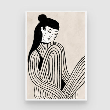 Monochrome Muse – Minimal Line Art of Woman | Modern Wall Art for Home Decor 2 : 3 Vertical Premium Wall Art Canvas by MeriDeewar