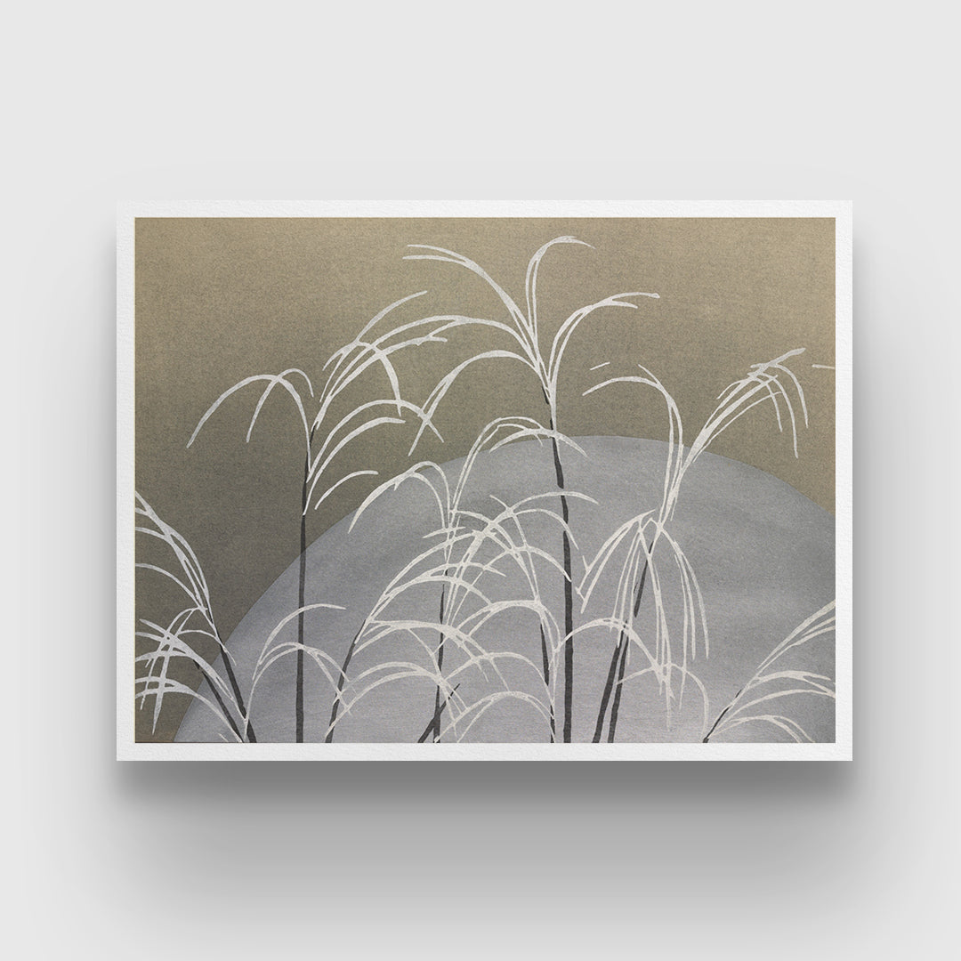 Moon and Grasses Painting By Kamisaka Sekka 3 : 4 Horizontal New Premium Wall Art Canvas by MeriDeewar