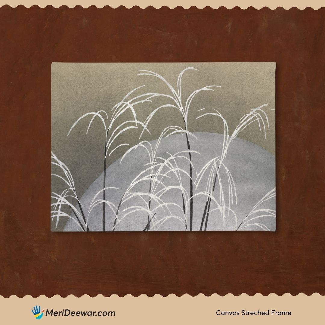 Moon and Grasses Painting By Kamisaka Sekka 3 : 4 Horizontal New Premium Wall Art Canvas by MeriDeewar