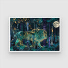 Moonlit Majesty — Lion in Forest Canvas Wall Art 2 : 3 Horizontal Premium Wall Art Canvas by MeriDeewar