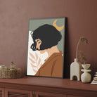 Moonlit Muse – Minimalist Woman Portrait Wall Art Print 2 : 3 Vertical Premium Wall Art Canvas by MeriDeewar