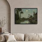 Moonlit River Serenity Canvas – Artistic Wall Decor 2 : 3 Horizontal Premium Wall Art Canvas by MeriDeewar