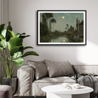 Moonlit River Serenity Canvas – Artistic Wall Decor 2 : 3 Horizontal Premium Wall Art Canvas by MeriDeewar