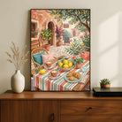 "Morning Cafe"Street Scene Art Poster | Vertical Borderless Art Frame Poster Premium Wall Art Canvas by MeriDeewar