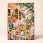 "Morning Cafe"Street Scene Art Poster | Vertical Borderless Art Frame Poster Premium Wall Art Canvas by MeriDeewar