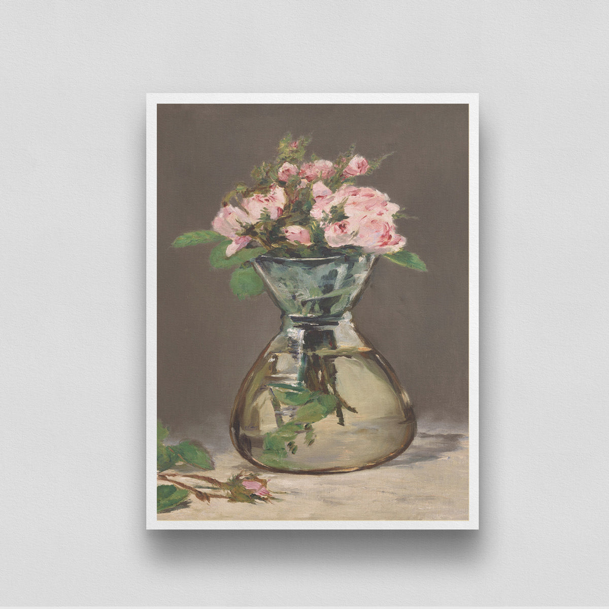 Moss Roses in a Vase by Édouard Manet 3 : 4 Vertical New Premium Wall Art Canvas by MeriDeewar