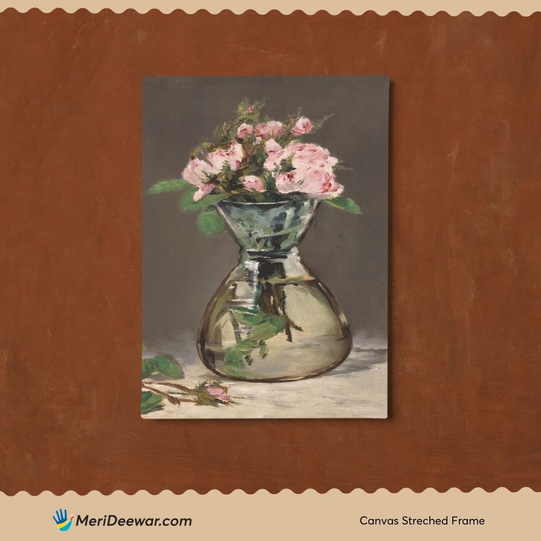 Moss Roses in a Vase by Édouard Manet 3 : 4 Vertical New Premium Wall Art Canvas by MeriDeewar