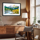 Mountain Scenery Painting for Living Room | River & Snow Peaks Nature Wall Art 3 : 2 Horizontal Premium Wall Art Canvas by MeriDeewar