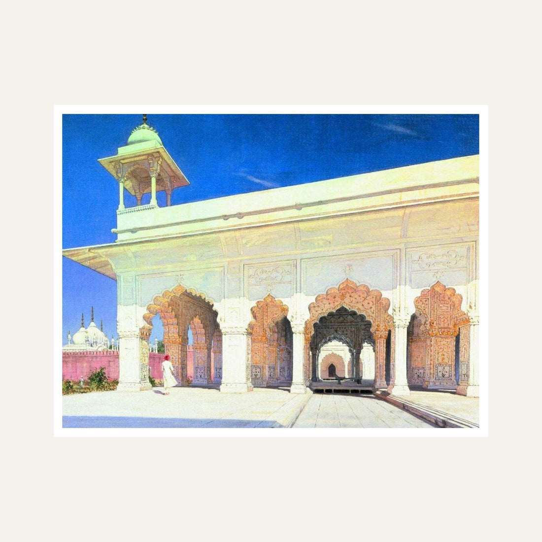 Mughal Fort Delhi Painting for Living Room | Indian Heritage Wall Art | Giclée Print 6 : 5 Horizontal Premium Wall Art Canvas by MeriDeewar