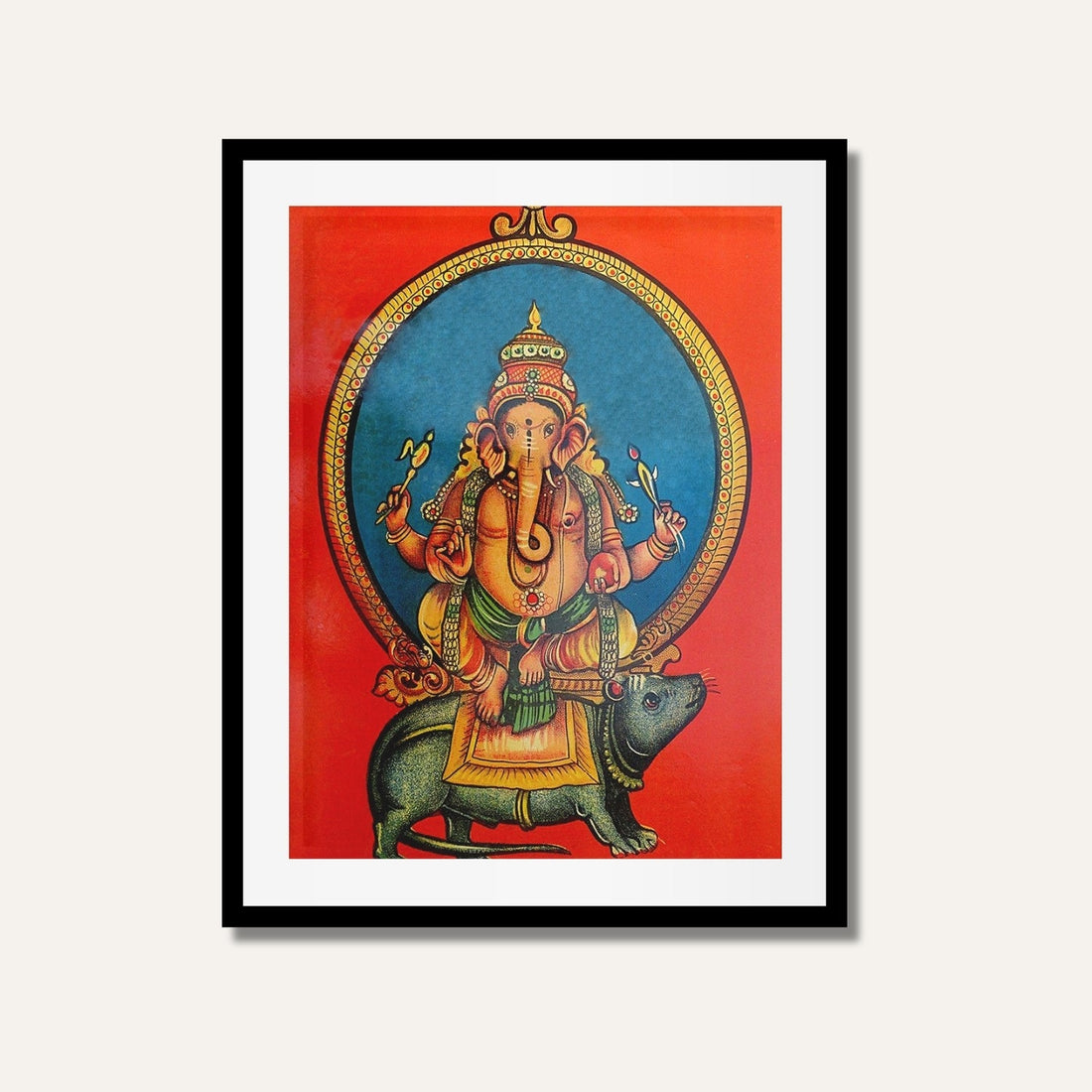 Mushka Ganpati Painting – Lord Ganesha With His Vahana | MeriDeewar.com 2 : 3 Vertical Premium Wall Art Canvas by MeriDeewar