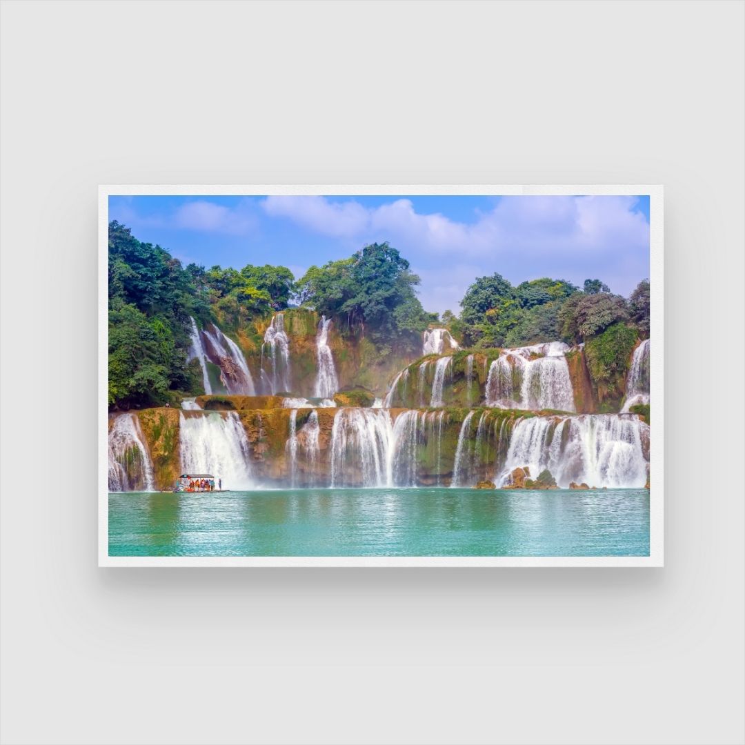 Mystic Falls – Tropical Waterfall Canvas Art 2 : 3 Horizontal Premium Wall Art Canvas by MeriDeewar