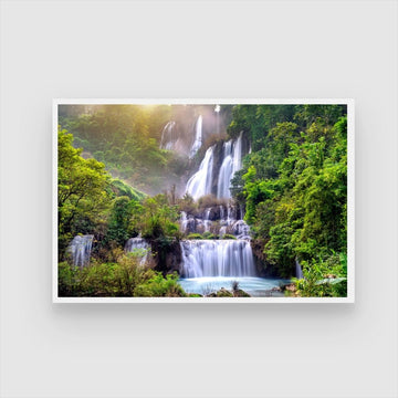 Mystic Veil – Dreamy Jungle Waterfall Canvas 2 : 3 Horizontal Premium Wall Art Canvas by MeriDeewar
