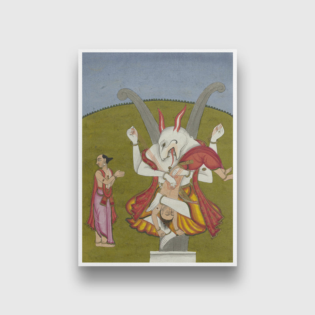 Narasimha (incarnation Of Vishnu As A Man Lion) Painting 3 : 4 Vertical New Premium Wall Art Canvas by MeriDeewar