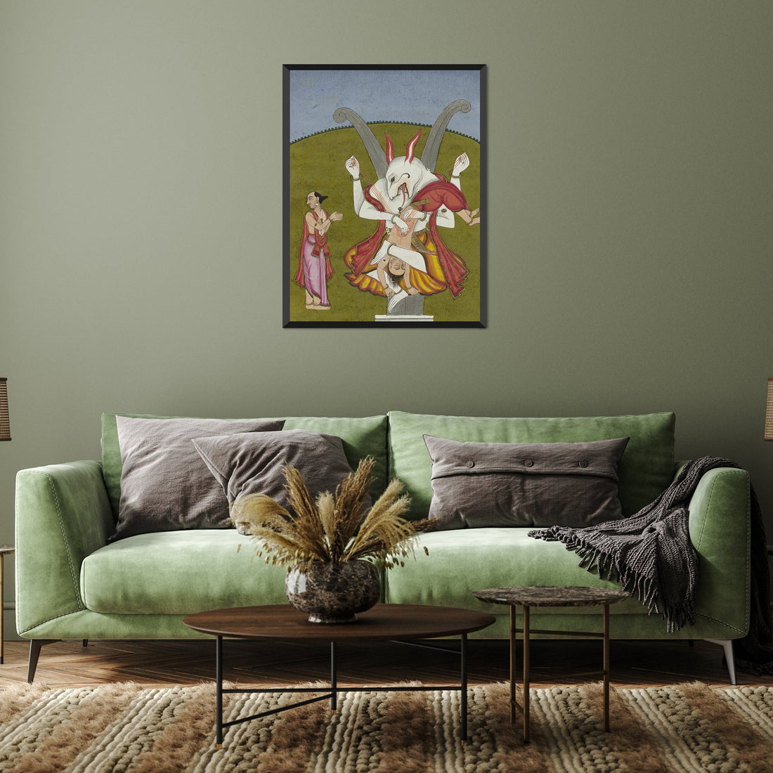 Narasimha (incarnation Of Vishnu As A Man Lion) Painting 3 : 4 Vertical New Premium Wall Art Canvas by MeriDeewar