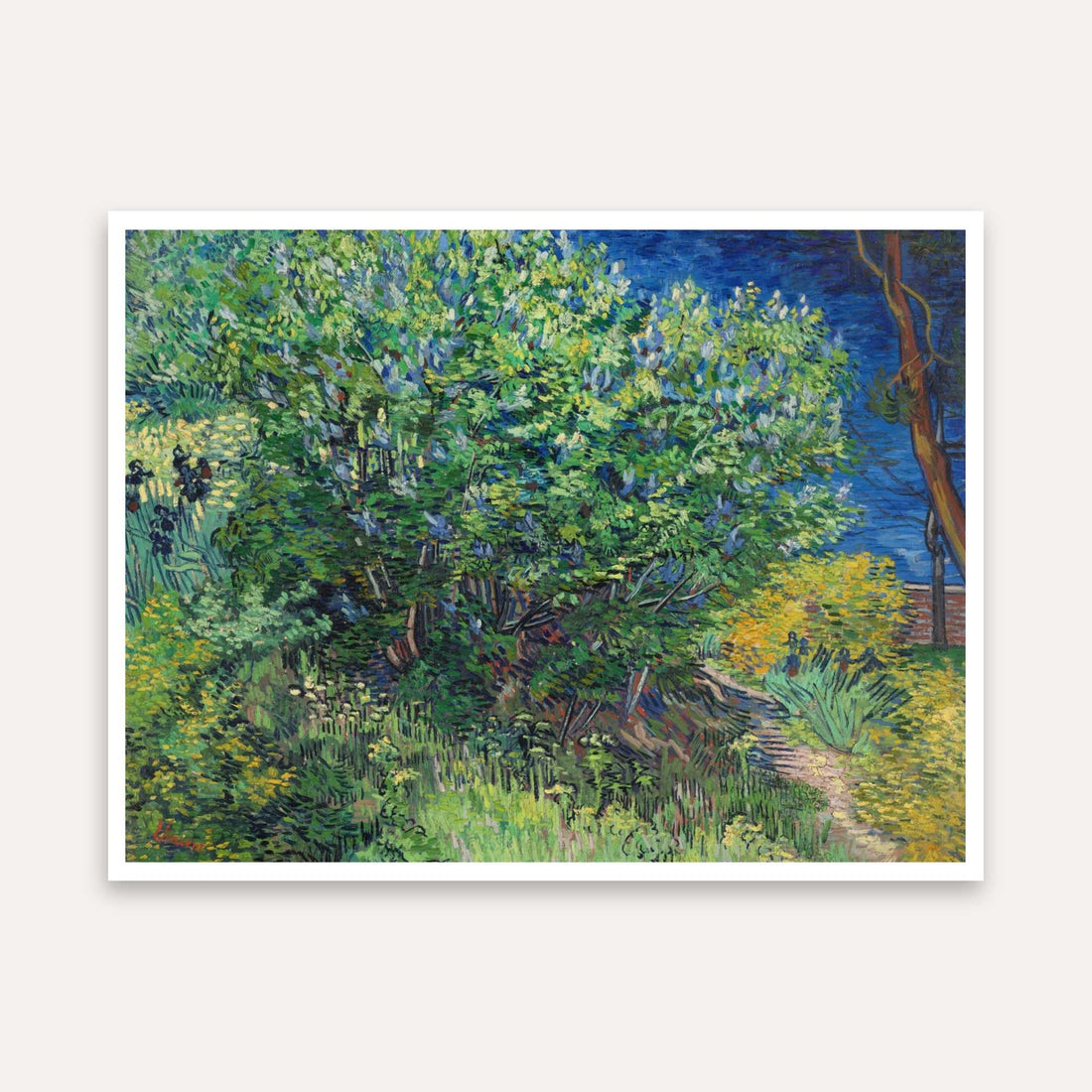Nature Painting for Living Room – Van Gogh Lilac Bush | Floral Wall Art Print 5 : 4 Horizontal Premium Wall Art Canvas by MeriDeewar