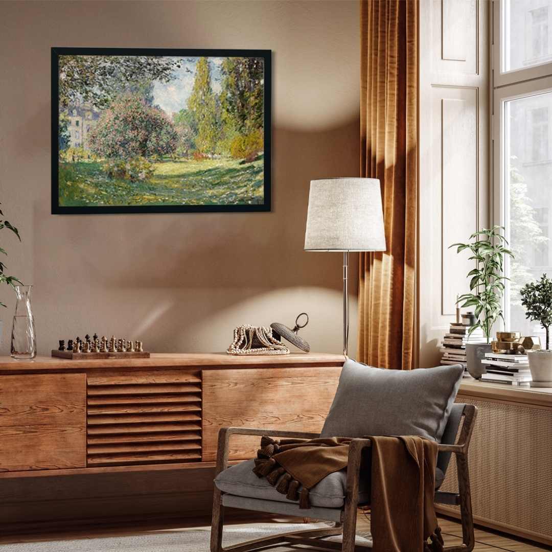 Nature Scenery Painting for Living Room | Monet Garden Wall Art | MeriDeewar 4 : 3 Horizontal Premium Wall Art Canvas by MeriDeewar