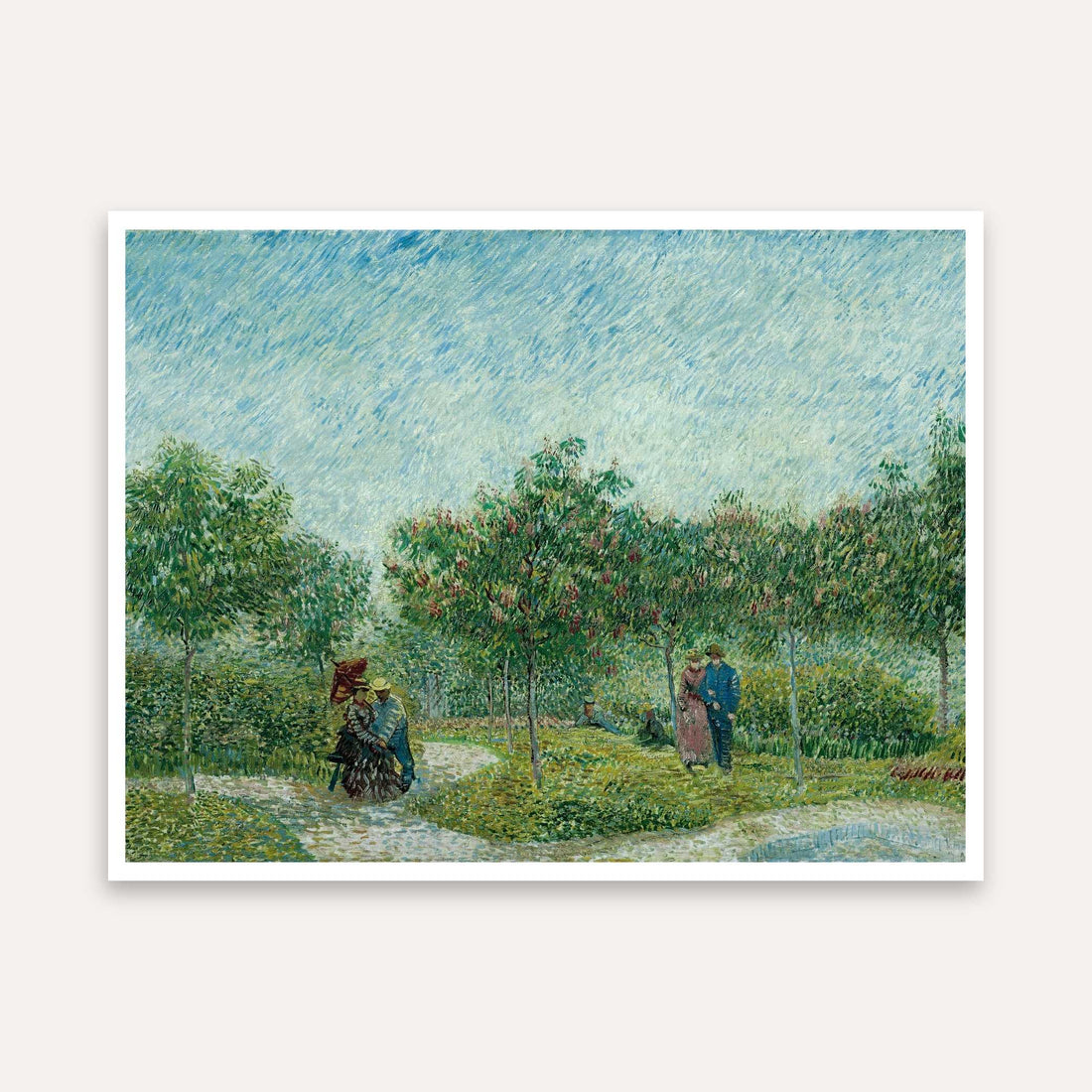 Nature Scenery Painting for Living Room | Van Gogh Couples in Park | Wall Art for Home Decor 4 :5 Vertical Premium Wall Art Canvas by MeriDeewar