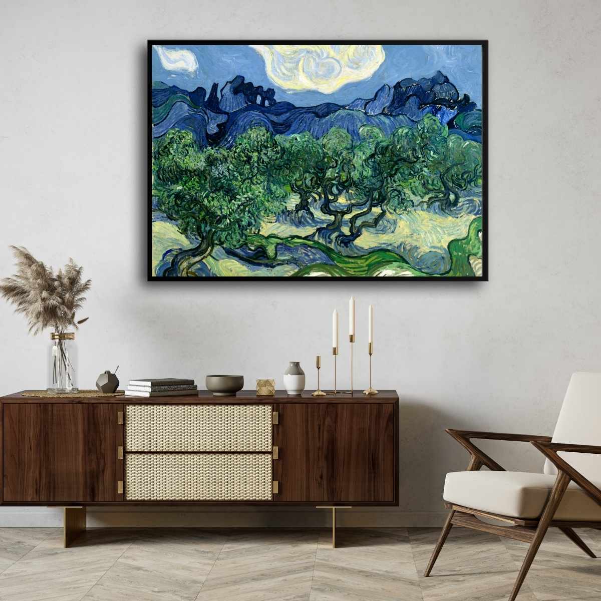 Nature Scenery Painting for Living Room – Van Gogh Olive Trees | Giclée Fine Art Print 4 : 3 Horizontal Premium Wall Art Canvas by MeriDeewar