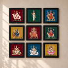 Navadurga | Nine Forms of Goddess Durga Set of 9 Framed Art. Curate Premium Wall Art Canvas by MeriDeewar